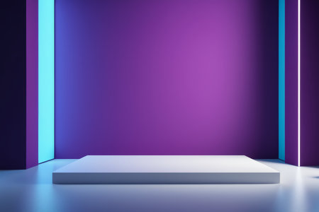Modern and simple display platform with purple backgroundの素材