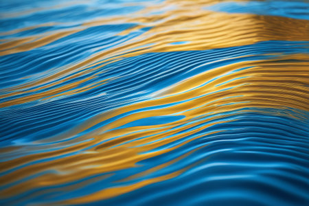 Blue and yellow water surface ripple materialの素材