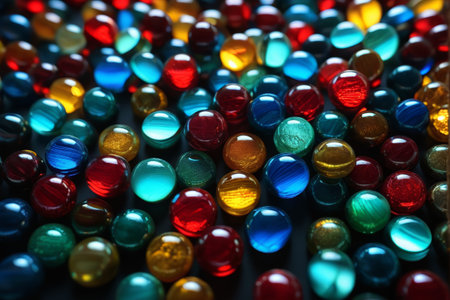 Close up of colorful glass marblesの素材