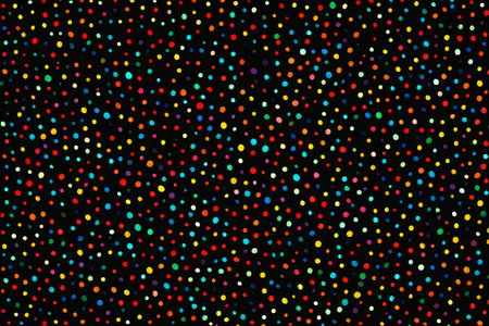 Colorful polka dot pattern material with black backgroundの素材