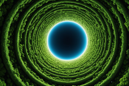 Green tunnel ends with light effectの素材