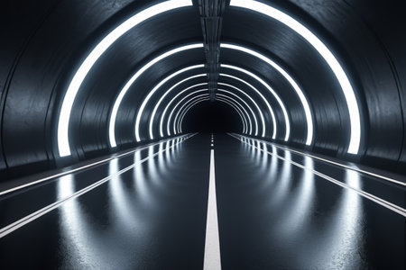 Futuristic technology tunnel passage sceneの素材