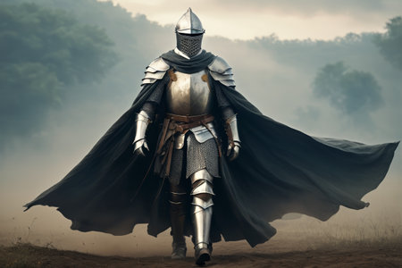 Medieval knights walk in armorの素材