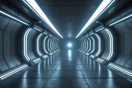 Science fiction style futuristic light up tunnelの素材