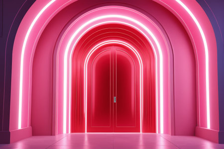 Pink luminous arched door scene materialの素材