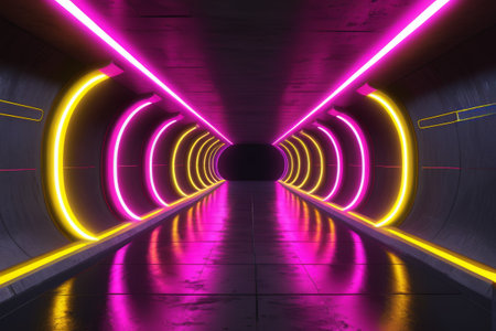 Neon lit sci fi style tunnelの素材