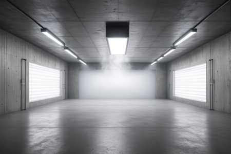 Empty industrial air interior space sceneの素材