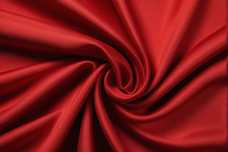 Close up of red silk fabricの素材