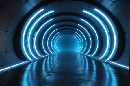 Blue light emitting tunnel passage sceneの素材