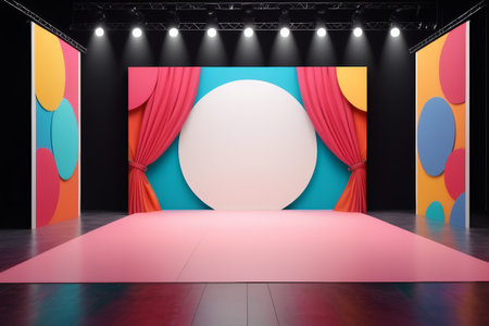Colorful stage background and pink catwalkの素材
