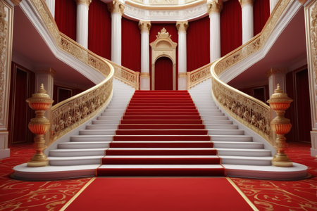 Luxurious palacial red carpet staircaseの素材