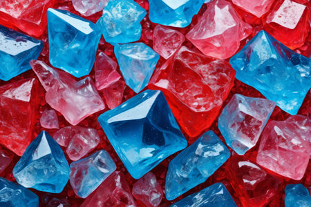 Close up of the red and blue crystal gemstoneの素材