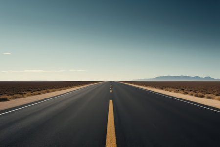 Highway in the empty desertの素材