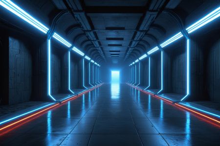 Science fiction light tunnel passage sceneの素材