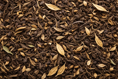 Close up material of dried tea leavesの素材