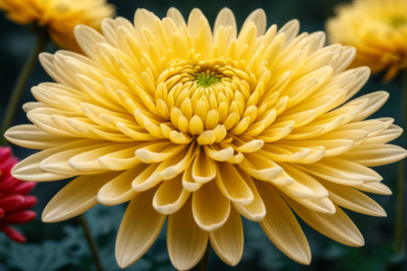 Close up of large yellow chrysanthemumsの素材
