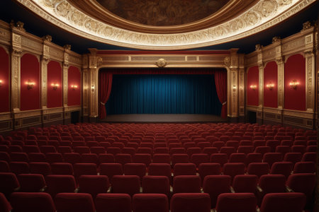 Empty red seats and stage in the theaterの素材