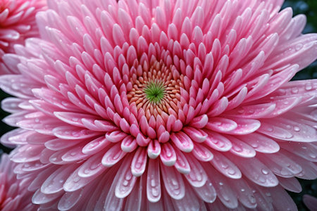 Close up of pink chrysanthemums with water beadsの素材