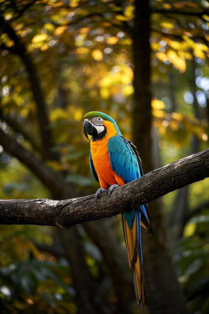 Colorful macaws on branchesの素材