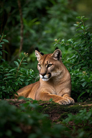 Cougar resting in the jungleの素材