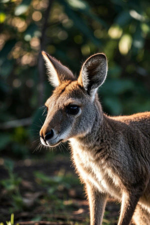 Close up of a kangaroo standing outdoorsの素材