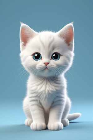 Cute white kitten close upの素材