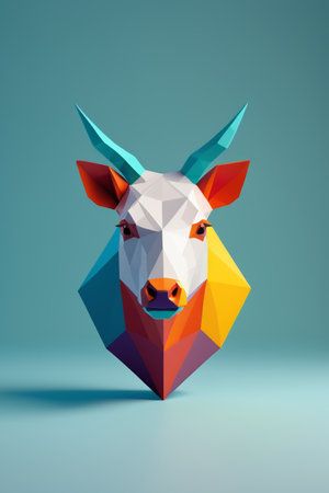 Polygonal style bull head abstract design materialの素材