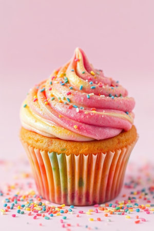 Close up of colorful cupcakesの素材