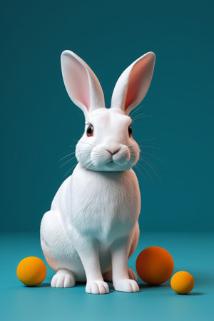 White Rabbit and Orange Ball Still Life Materialの素材