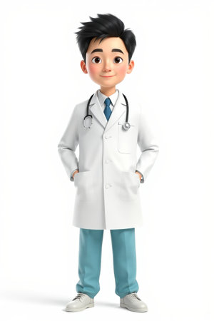 Cartoon male doctor standing imageの素材