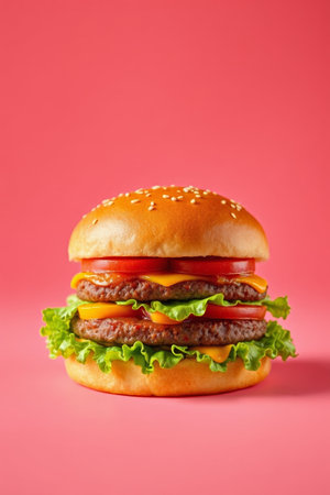 Double Beef Cheeseburger Close upの素材