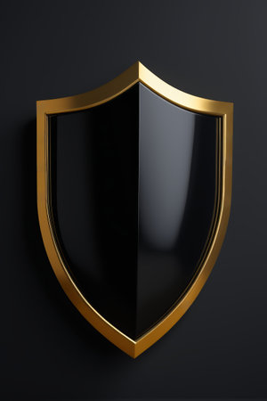 Black and gold color shield icon materialの素材