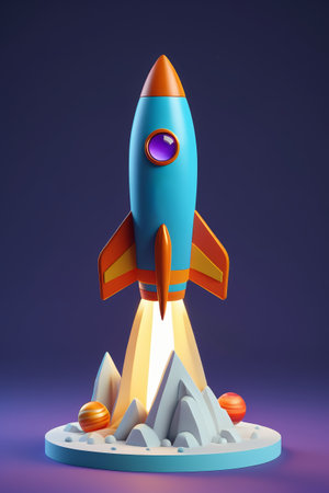 Cartoon rocket launch sceneの素材