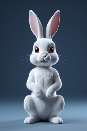 Cute white rabbit anthropomorphic sitting imageの素材