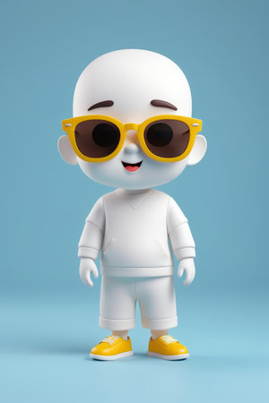 Cartoon little boy with sunglassesの素材