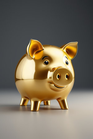 Close up of the Golden Piggy Bankの素材