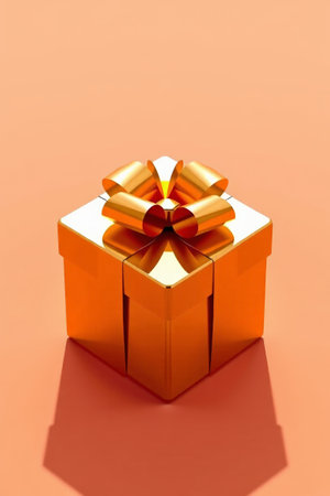 Orange gift box with gold ribbonの素材