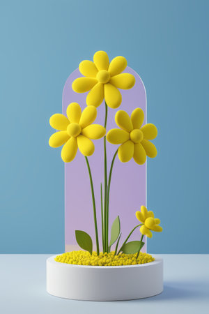 3D 3D Yellow Flower Decorative Modelの素材