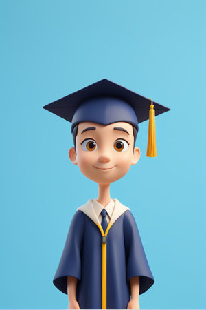 Cartoon boy in bachelor's uniformの素材