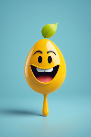 Cartoon yellow smiley face lemon imageの素材