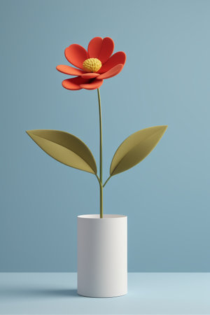 Red flowers in a white vaseの素材