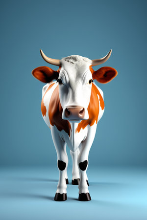 Cow image material in front of blue backgroundの素材