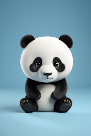 Cute cartoon panda sitting figureの素材
