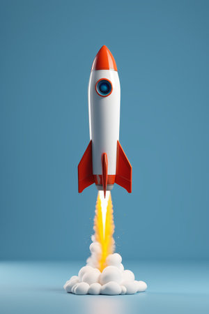 3D rendering of the rocket launchの素材