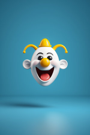 Cartoon clown head smiling close upの素材