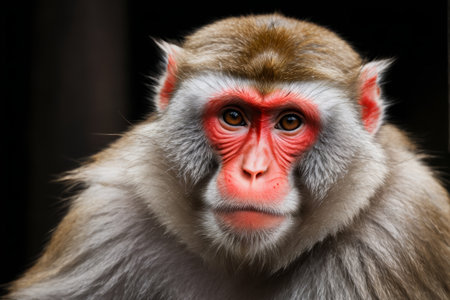 Close up of a macaque faceの素材