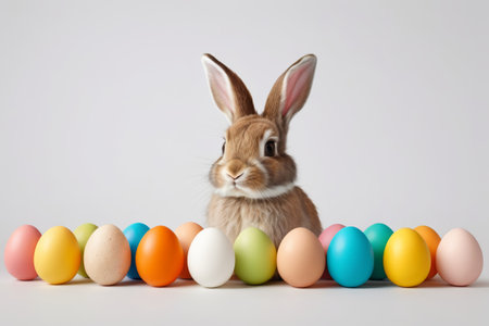 Easter Bunny and Colorful Eggs Stock Footageの素材