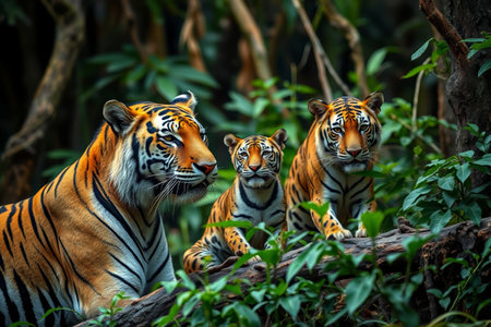 Tiger Family in the Jungleの素材