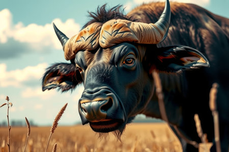 Close up of cattle in a fieldの素材