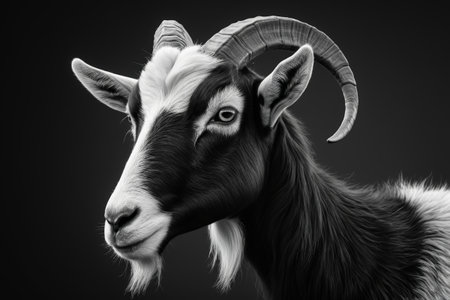 Close up footage of black and white goat headの素材